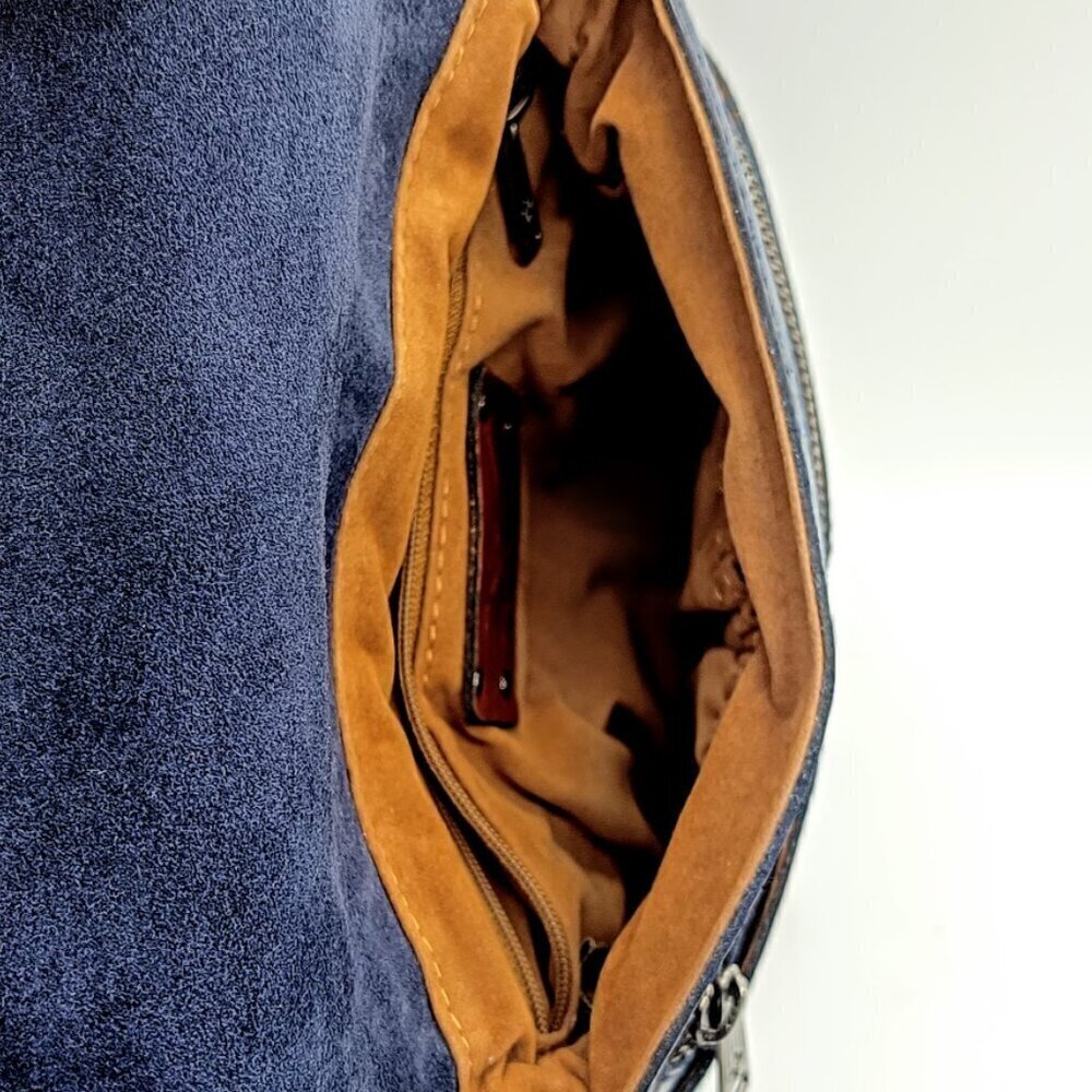 Patricia Nash Toscano Navy Blue Ivory Embroidered Leather Bag - Picture 8 of 15